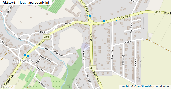 Akátová - mapa podnikání