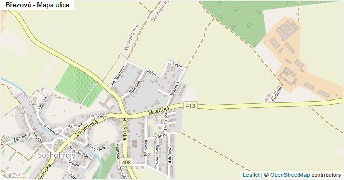 Březová - mapa ulice