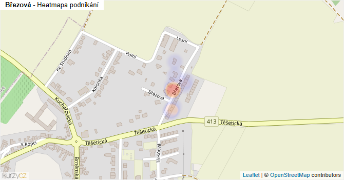 Březová - mapa podnikání