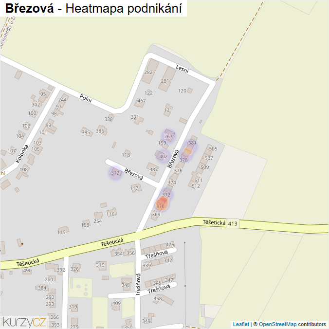 Mapa Březová - Firmy v ulici.