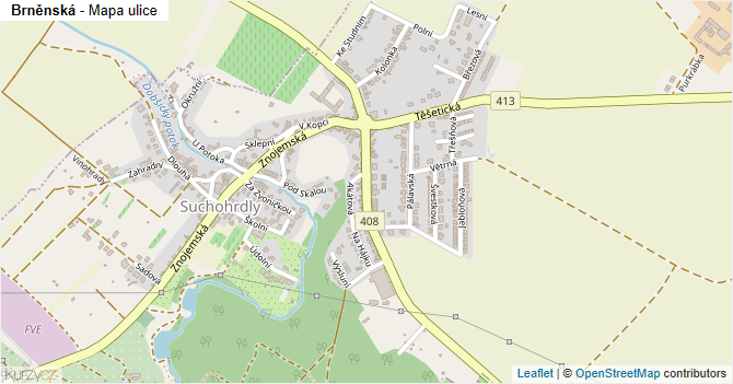 Brněnská - mapa ulice