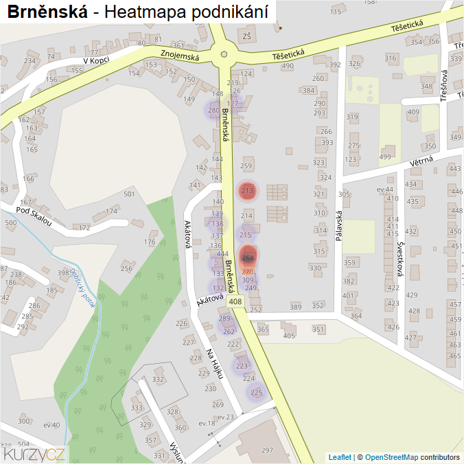 Mapa Brněnská - Firmy v ulici.