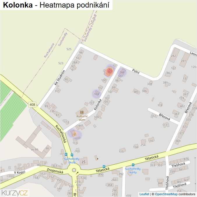 Mapa Kolonka - Firmy v ulici.
