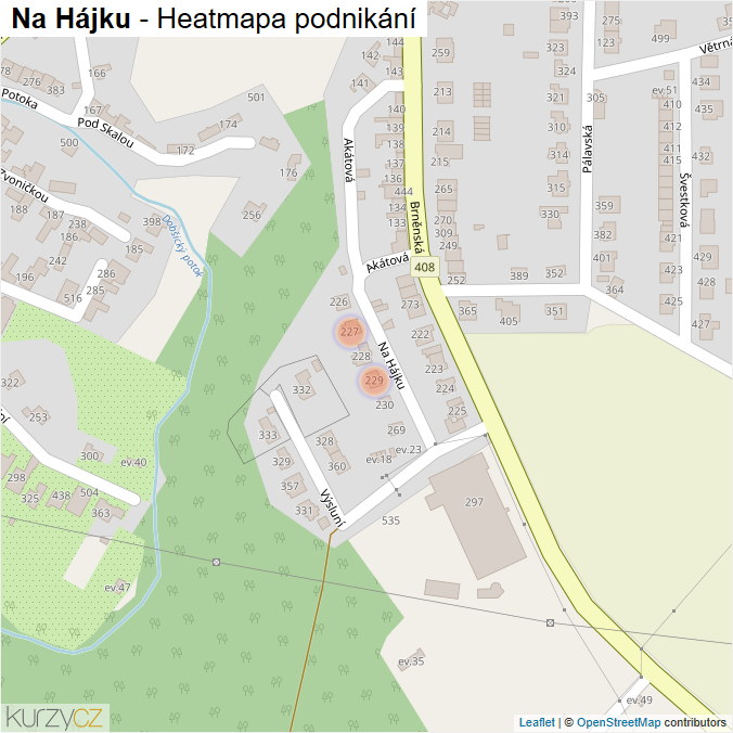 Mapa Na Hájku - Firmy v ulici.
