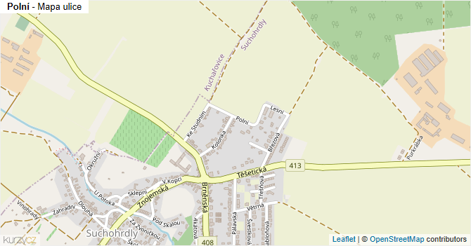 Polní - mapa ulice