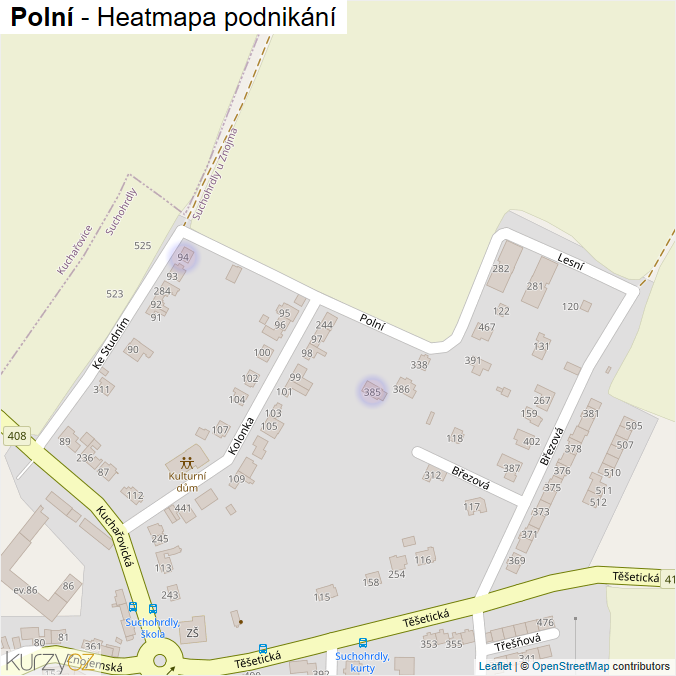 Mapa Polní - Firmy v ulici.