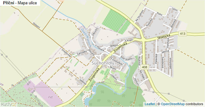 Příční - mapa ulice