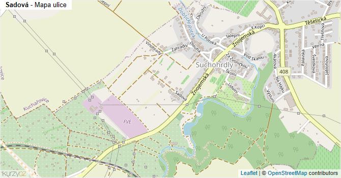 Sadová - mapa ulice