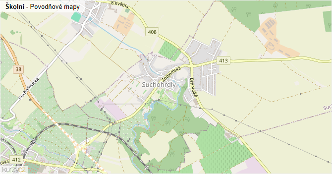 Školní - záplavové mapy stoleté vody
