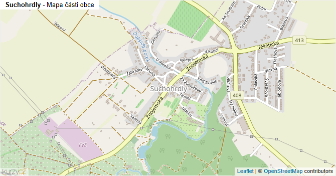 Suchohrdly - mapa části obce