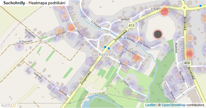 Suchohrdly - mapa podnikání