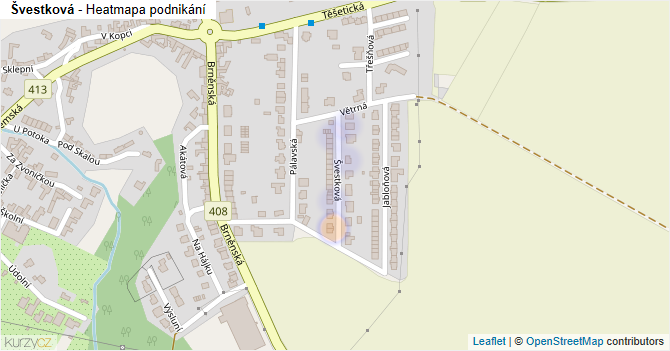 Švestková - mapa podnikání