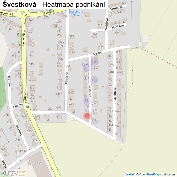 Mapa Švestková - Firmy v ulici.