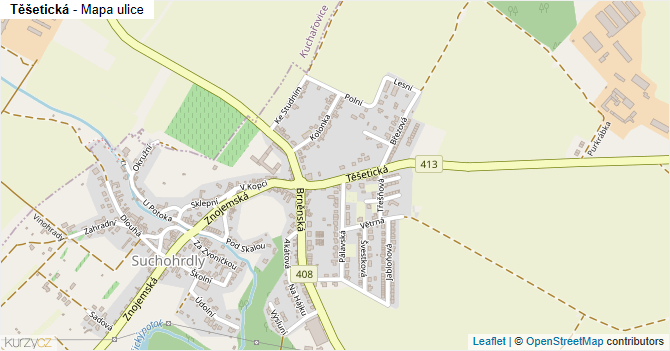 Těšetická - mapa ulice