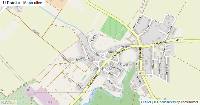 U Potoka - mapa ulice