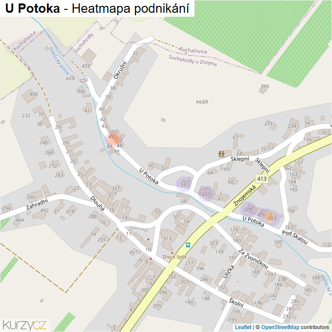 Mapa U Potoka - Firmy v ulici.