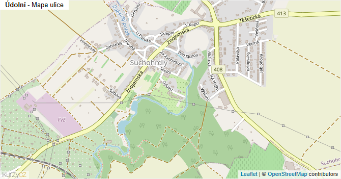 Údolní - mapa ulice