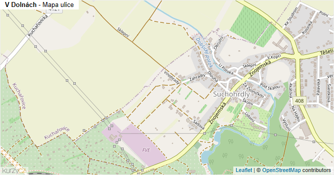 V Dolnách - mapa ulice