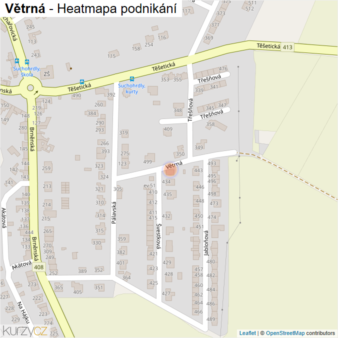 Mapa Větrná - Firmy v ulici.