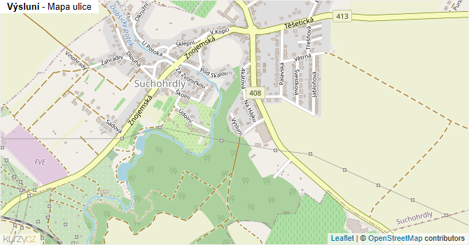 Výsluní - mapa ulice