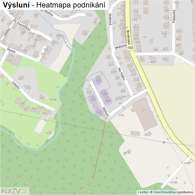Mapa Výsluní - Firmy v ulici.