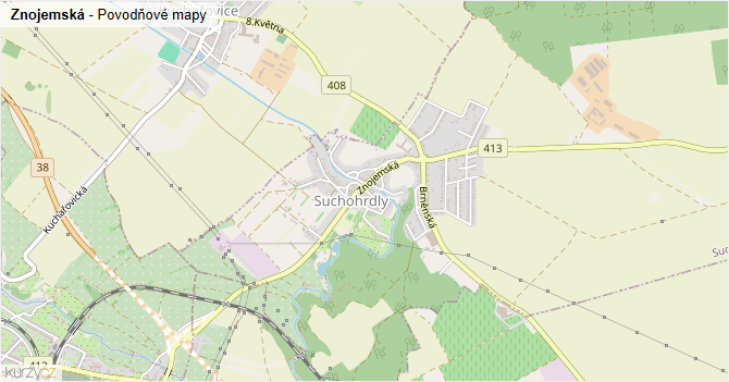 Znojemská - záplavové mapy stoleté vody