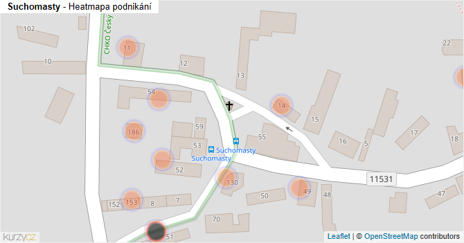 Suchomasty - mapa podnikání