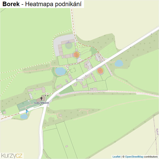 Mapa Borek - Firmy v části obce.