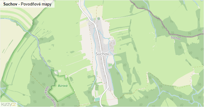 Suchov - záplavové mapy stoleté vody