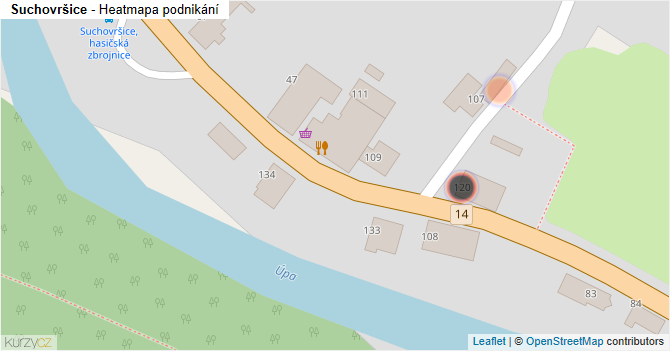 Suchovršice - mapa podnikání