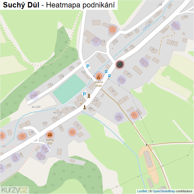 Mapa Suchý Důl - Firmy v části obce.