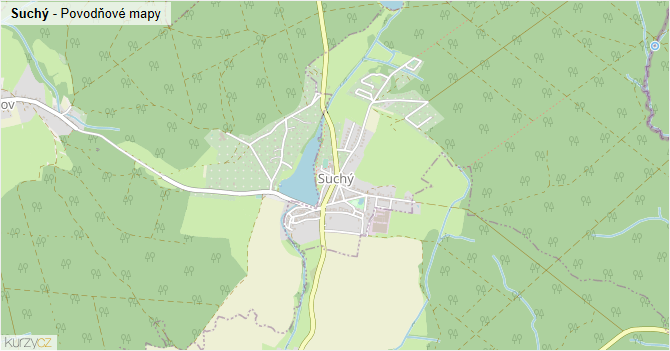 Suchý - záplavové mapy stoleté vody