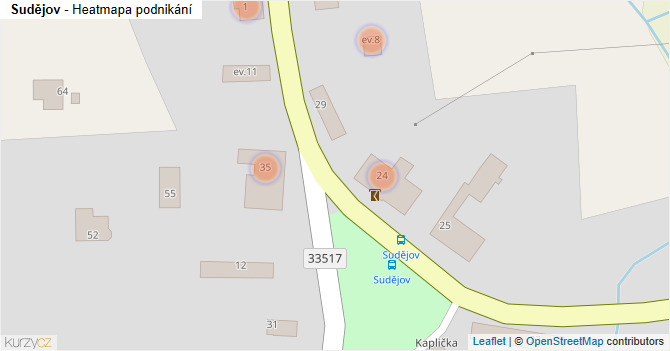 Sudějov - mapa podnikání