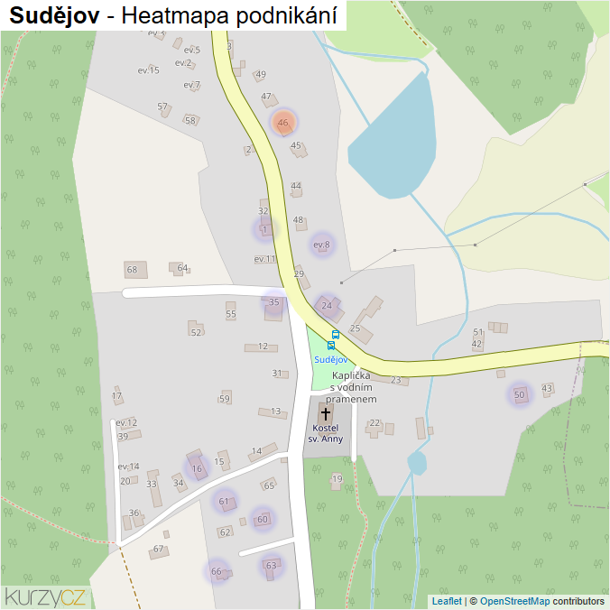 Mapa Sudějov - Firmy v části obce.