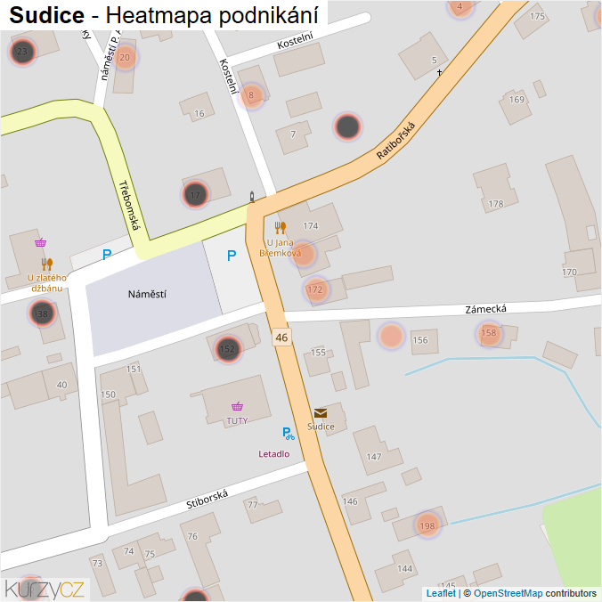 Mapa Sudice - Firmy v obci.