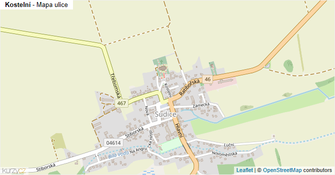 Kostelní - mapa ulice