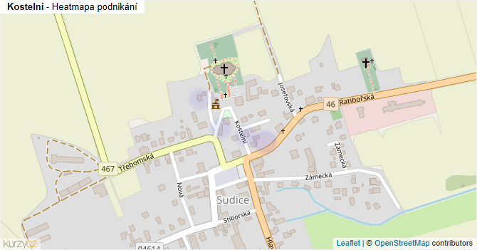 Kostelní - mapa podnikání