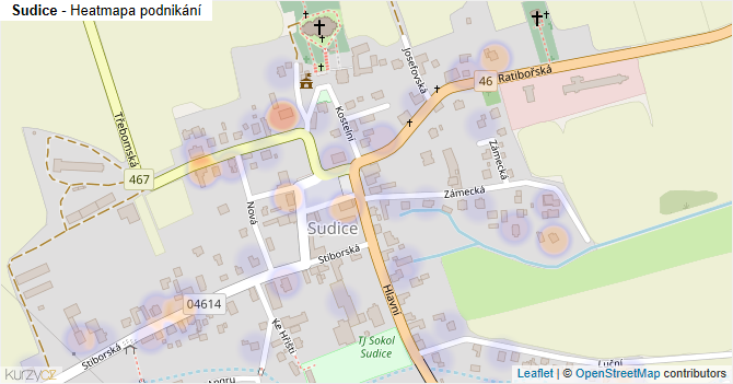 Sudice - mapa podnikání