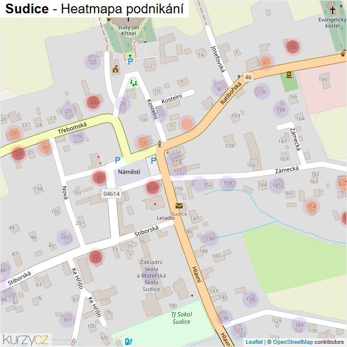 Mapa Sudice - Firmy v části obce.