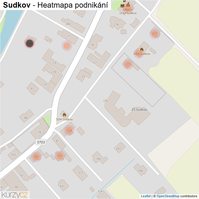 Mapa Sudkov - Firmy v obci.
