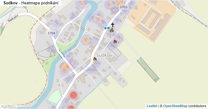 Sudkov - mapa podnikání