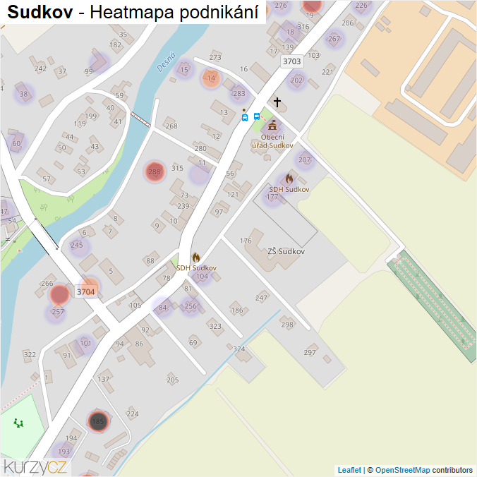 Mapa Sudkov - Firmy v části obce.