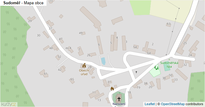 Sudoměř - mapa obce