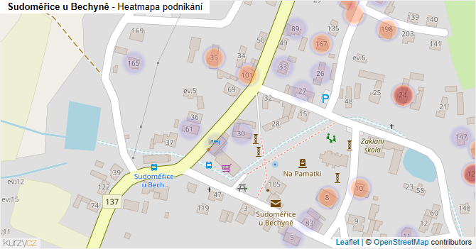 Sudoměřice u Bechyně - mapa podnikání