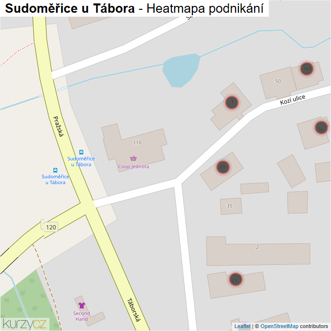 Mapa Sudoměřice u Tábora - Firmy v obci.