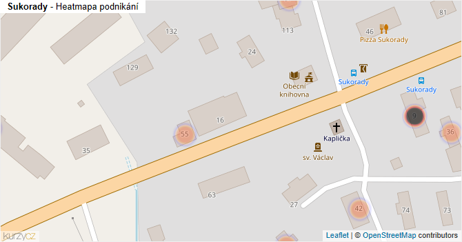 Sukorady - mapa podnikání
