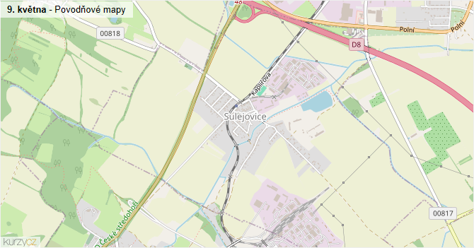 9. května - záplavové mapy stoleté vody