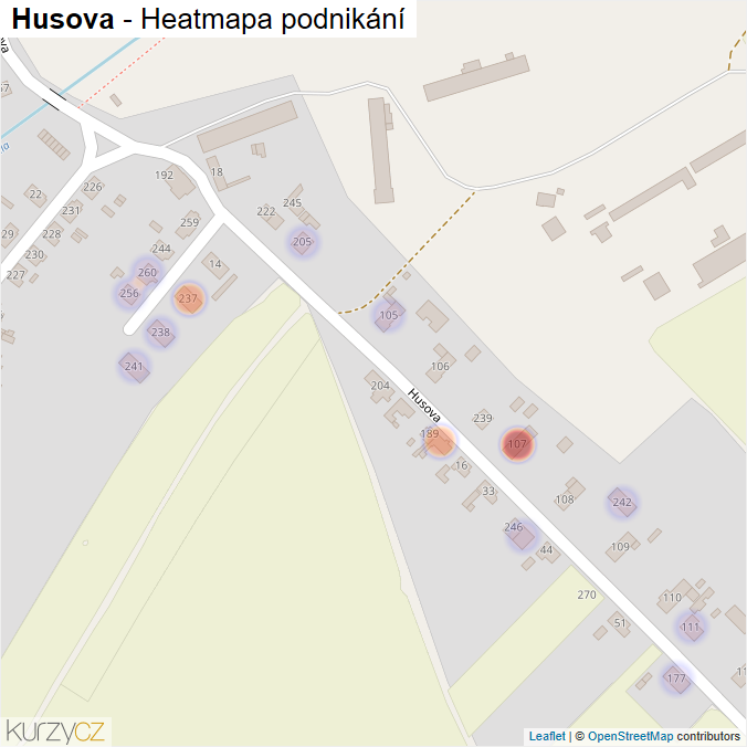 Mapa Husova - Firmy v ulici.