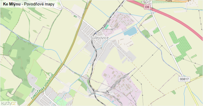 Ke Mlýnu - záplavové mapy stoleté vody