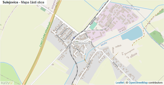 Sulejovice - mapa části obce
